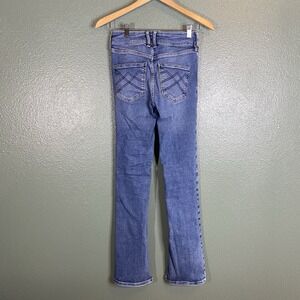 We The Free Bootcut Jeans Womens 26 Blue Stretch Double Button High Rise Boho